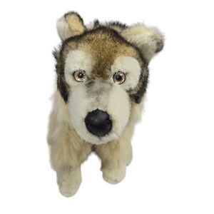 Jaag Plush Timber Wolf Husky Realistic Stuffed Animal Toy 2011 9"